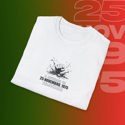 T-Shirt Comemorativa do 25 de Novembro de 1975 - "Aurora Demotratiea" (Impressão Peito e Costas)