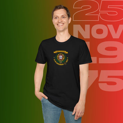 T-Shirt Comemorativa do 25 de Novembro de 1975 - "Aurora Demotratiea" (Impressão Peito Pequeno)