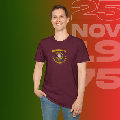 T-Shirt Comemorativa do 25 de Novembro de 1975 - "Aurora Demotratiea" (Impressão Peito Pequeno)