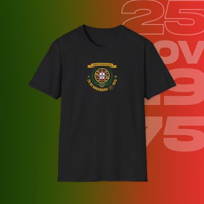 T-Shirt Comemorativa do 25 de Novembro de 1975 - "Aurora Demotratiea" (Impressão Peito Pequeno)