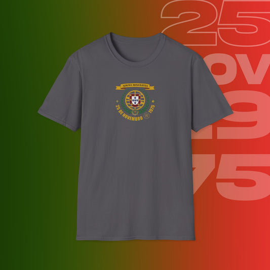 T-Shirt Comemorativa do 25 de Novembro de 1975 - "Aurora Demotratiea" (Impressão Peito Pequeno)