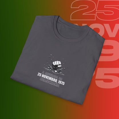 T-Shirt Comemorativa do 25 de Novembro de 1975 - "Aurora Demotratiea" (Impressão Peito e Costas)